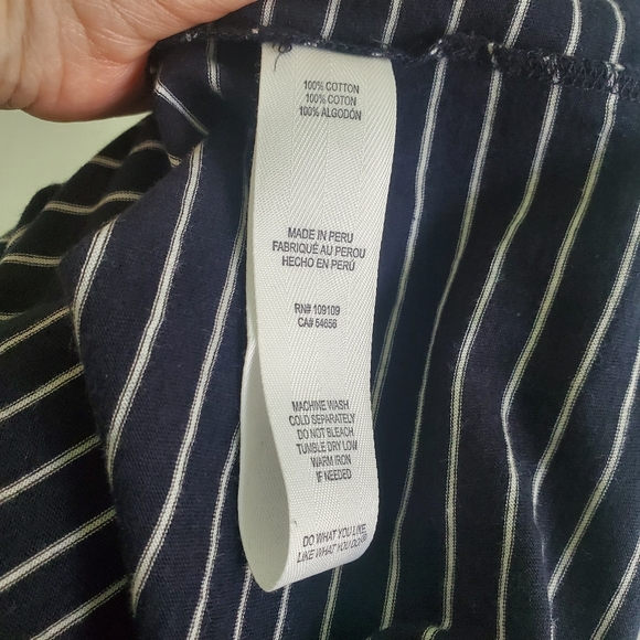 Vince Navy Blue Cotton Knit Striped Crew Neck Boxy Cut Long Sleeve T-Shirt S - Picture 9 of 12